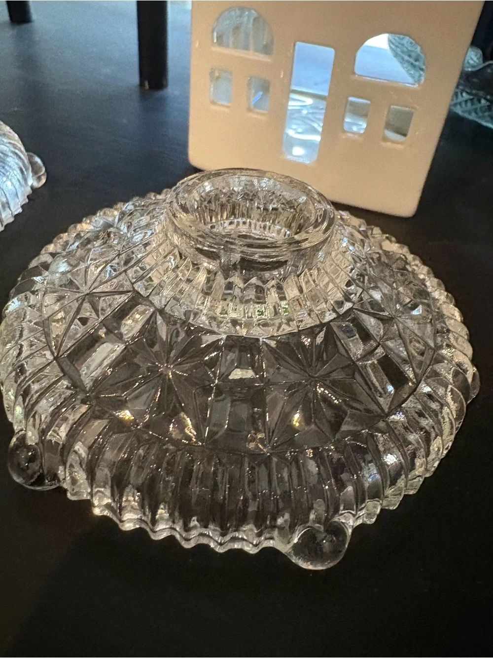 Vintage Pressed Glass Candle Holders- Set of 2
